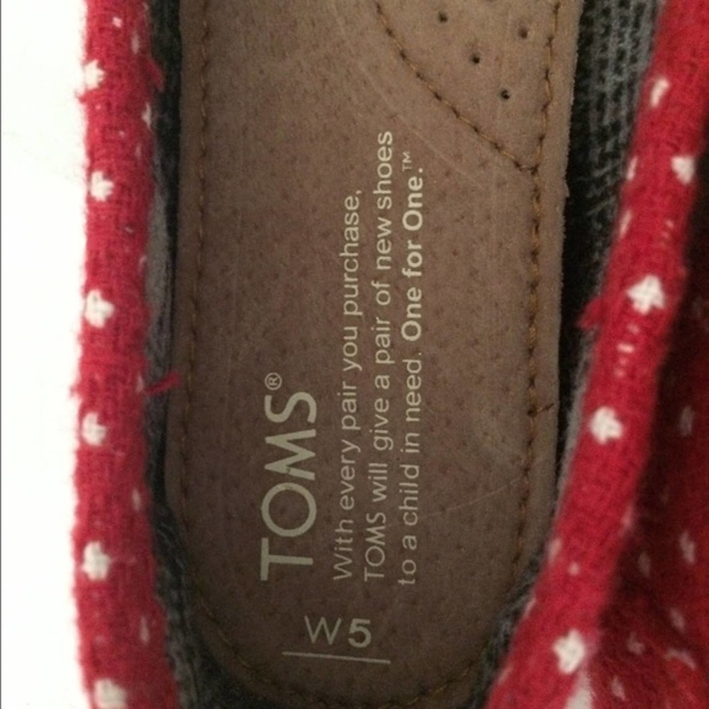 TOMS Espadrilles Wedges Slip-on Polka Dot Red W5 - Picture 3 of 5